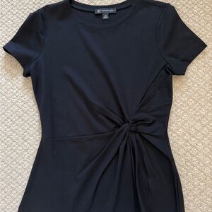 INC International Concepts Black Fitted Tie Front Short Sleeve Tee